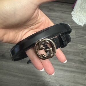 Gucci Black Belt with Silver Buckle